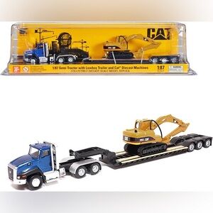 CAT Caterpillar 1:87 Die Cast Semi Truck & Lowboy Trailer New